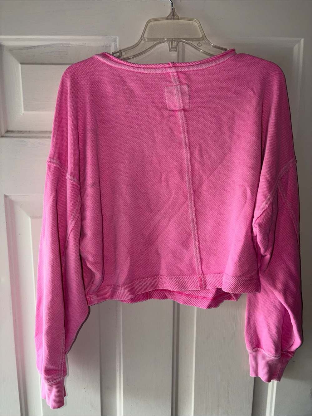 aerie Bright Pink Cropped Crewneck Sweatshirt - Picture 2 of 3